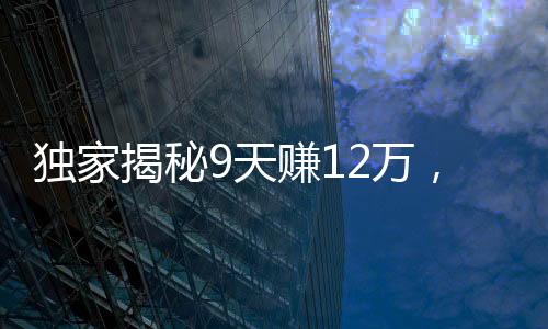 獨家揭秘9天賺12萬，小白跑步入場小游戲，一場輕松賺錢的盛宴正式開啟！