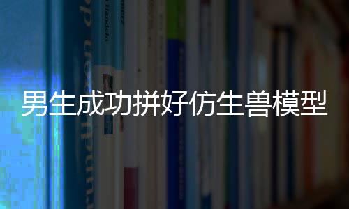 男生成功拼好仿生獸模型，喜悅與成就的見證