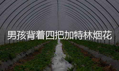 男孩背著四把加特林煙花，期待夜空璀璨
