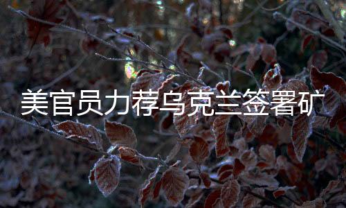 美官員力薦烏克蘭簽署礦產(chǎn)協(xié)議，雙方合作進入新階段