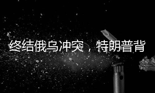 終結(jié)俄烏沖突，特朗普背后的真相究竟如何？