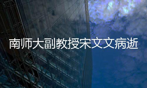 南師大副教授宋文文病逝，享年41歲，文化英才隕落實屬遺憾