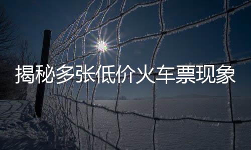 揭秘多張低價火車票現(xiàn)象，鐵路部門回應(yīng)與公眾熱議的背后故事