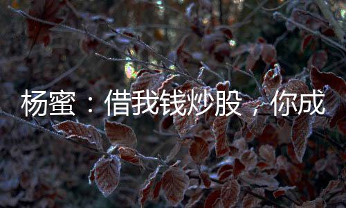 楊蜜：借我錢炒股，你成首富了？