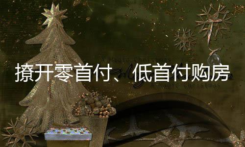 撩開零首付、低首付購房的神秘面紗