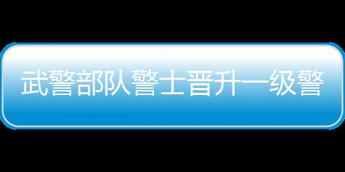 武警部隊(duì)警士晉升一級警士長，十大卓越戰(zhàn)士榮升新軍銜