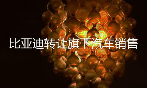 比亞迪轉(zhuǎn)讓旗下汽車銷售公司，重塑產(chǎn)業(yè)鏈布局