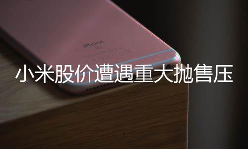 小米股價(jià)遭遇重大拋售壓力，股價(jià)大跌超過8%