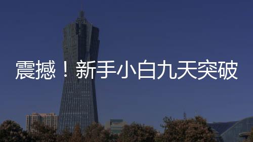 震撼！新手小白九天突破難關(guān)，賺得十二萬，小游戲成為新財富密碼