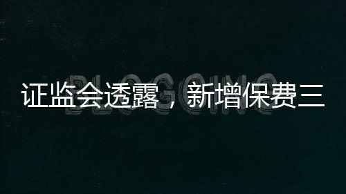 證監(jiān)會(huì)透露，新增保費(fèi)三成瞄準(zhǔn)A股市場(chǎng)投資