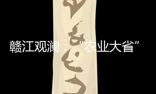 贛江觀瀾：“農(nóng)業(yè)大省”江西如何書寫農(nóng)業(yè)農(nóng)村發(fā)展新篇章？